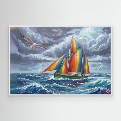 Gaff-Rigged Ketch Sailboat in a Stormy Sea (non-US shipping)