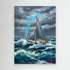Sailboat with Silver Sails in a Stormy Sea (non-US shipping)