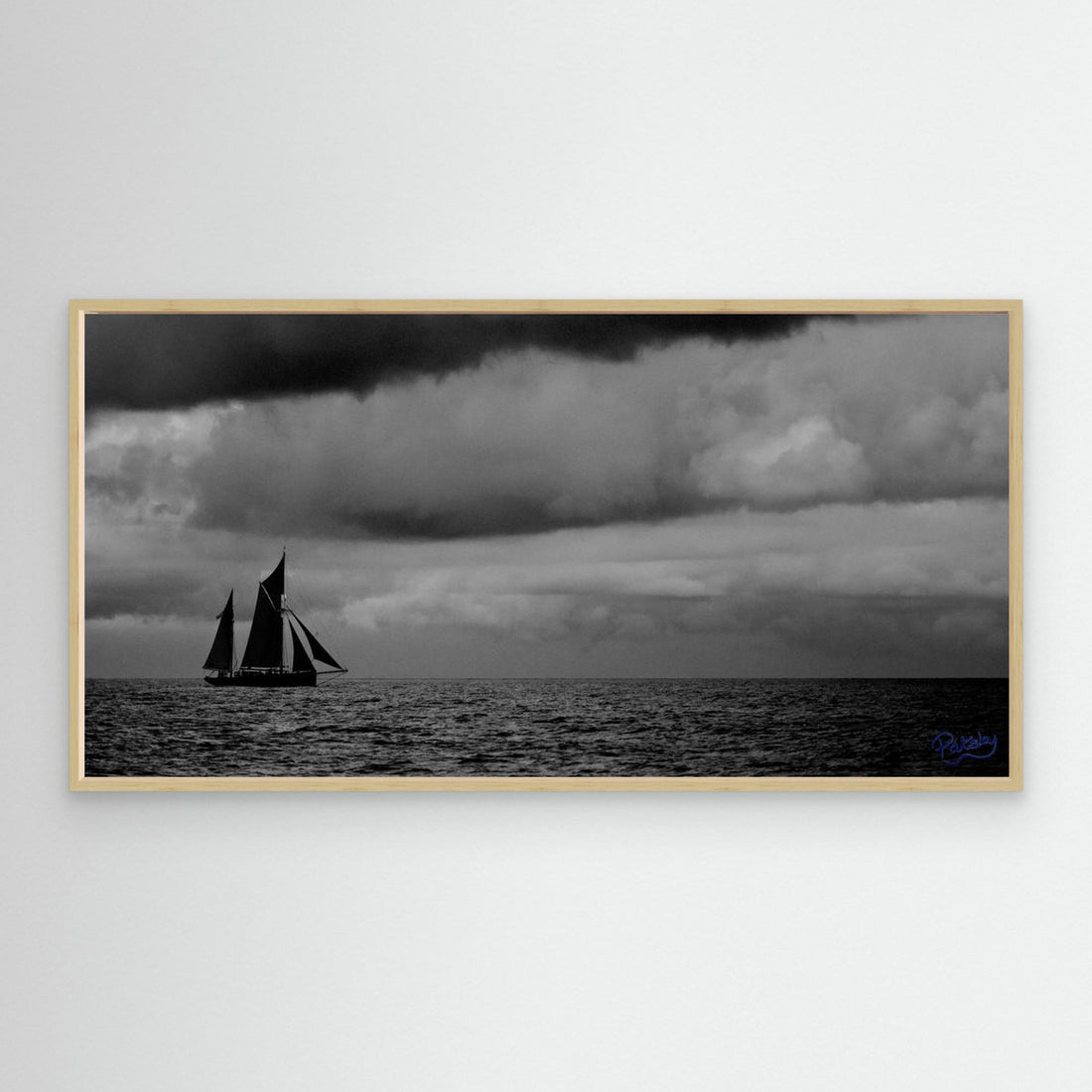 Ketch Sailboat in moody grey. Gift for a sailor.