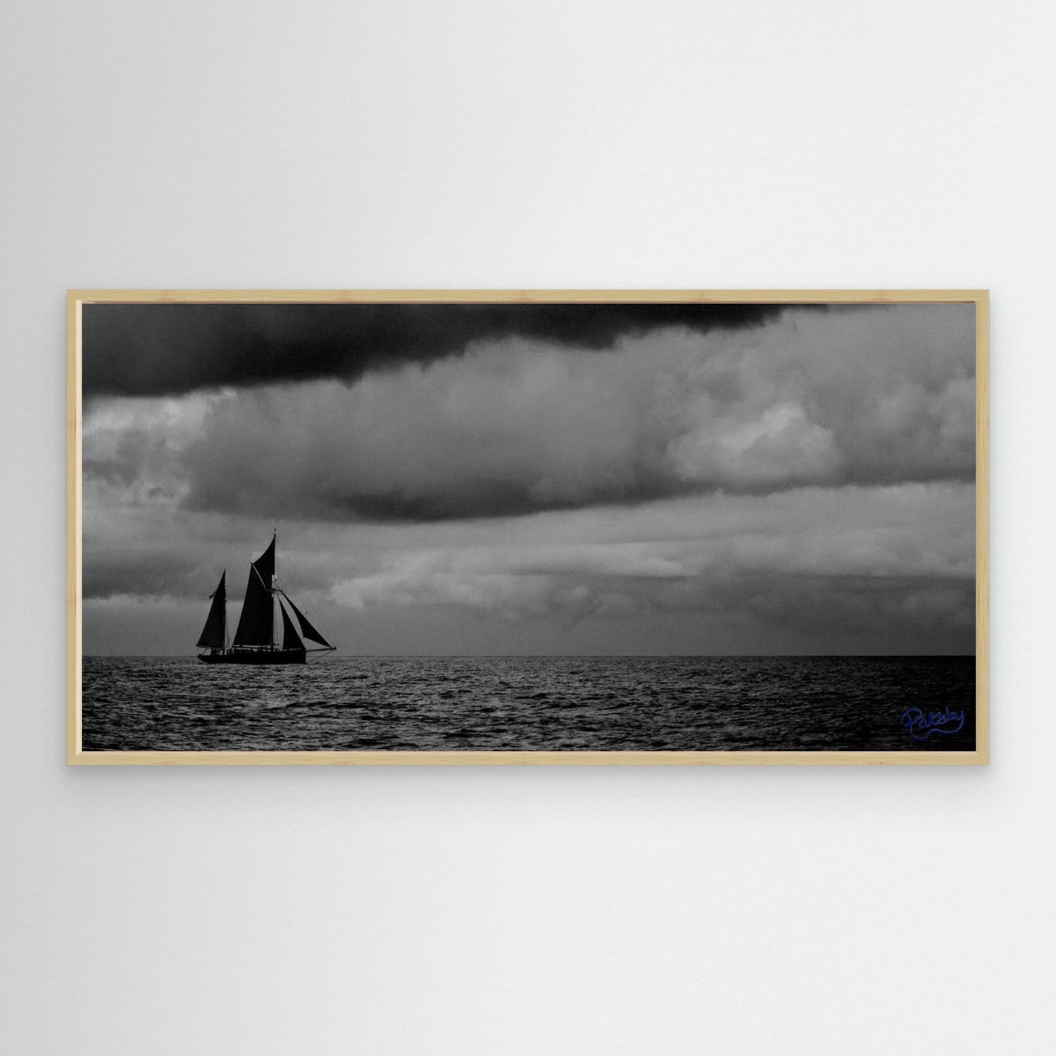 Ketch Sailboat in moody grey. Gift for a sailor.