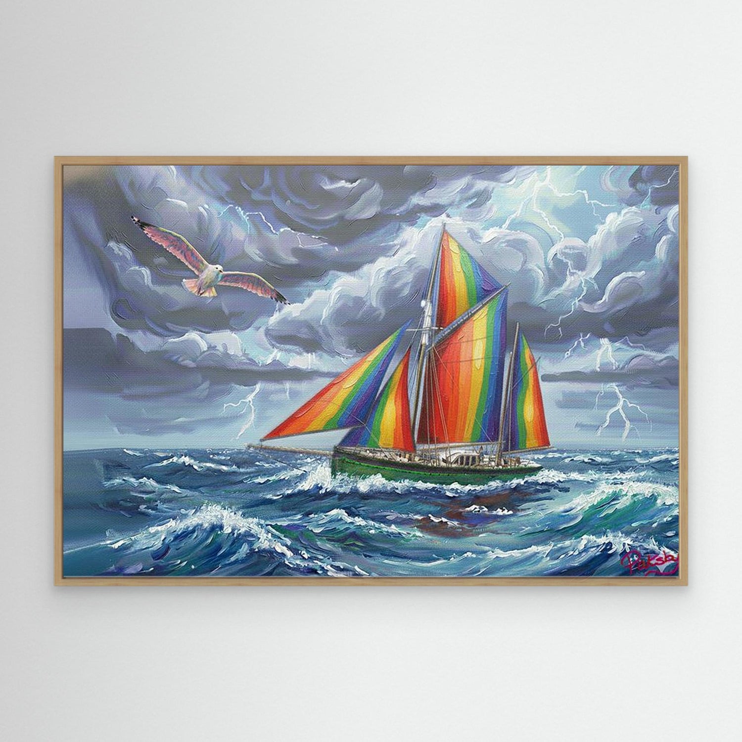 Gaff-Rigged Ketch Sailboat in a Stormy Sea (non-US shipping)